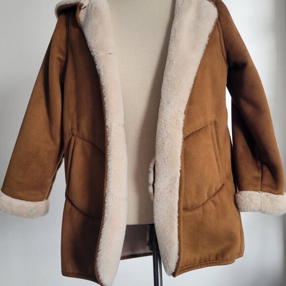 Mango MNG Fur and suede-effect coat (Girls: Size 9) - Picture 2 of 11